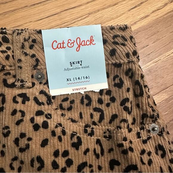 NWT!! Girl's Cat & Jack Leopard Print Skirt- Black/Brown, XL (14/16), Stretch - Picture 2 of 9
